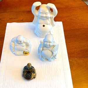 Lot of 4 BUDDHA figurines statues tiki mug incense burner